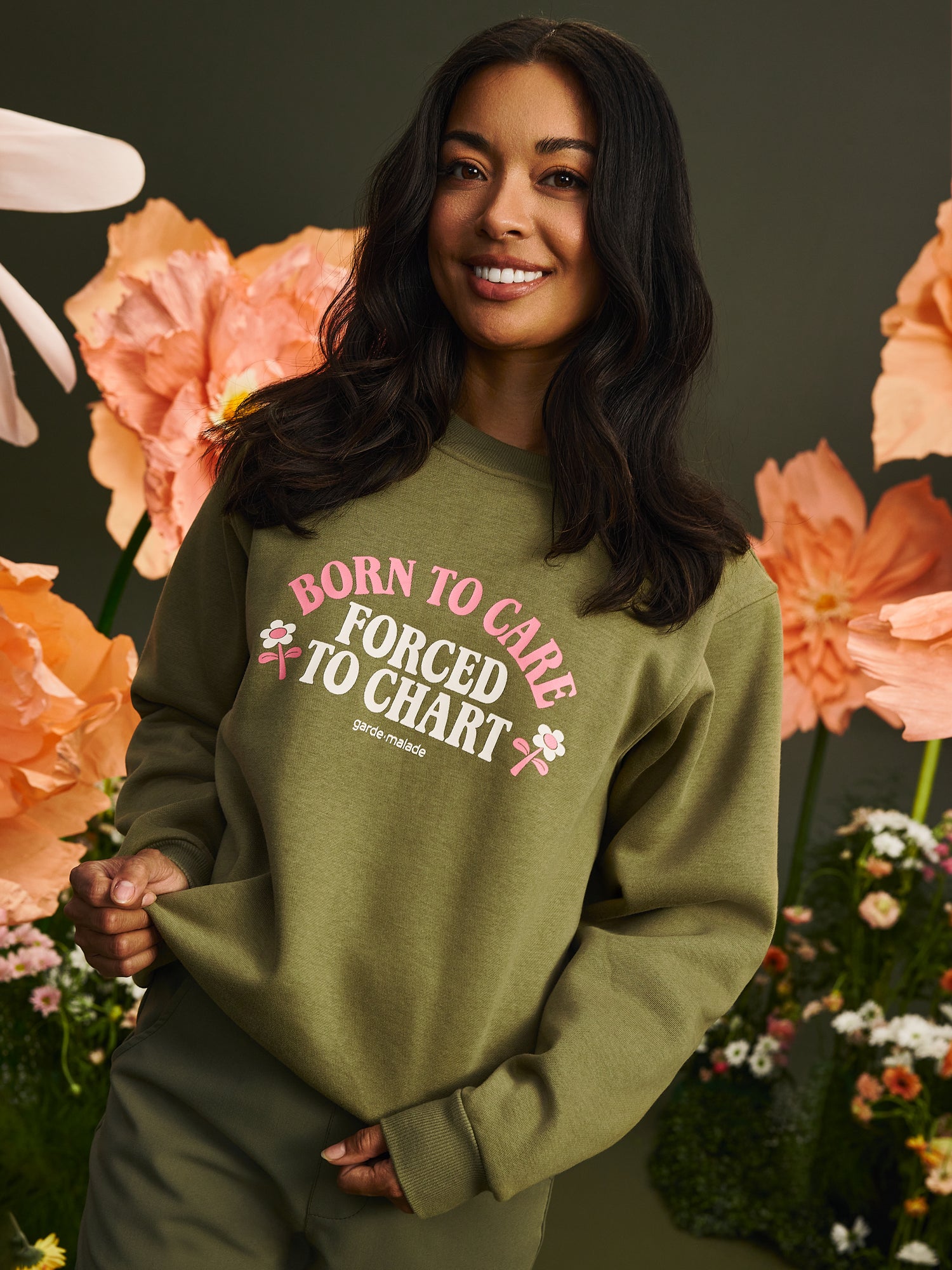G-M x Anna The Nurse - Crewneck Born to Care, Forced to Chart