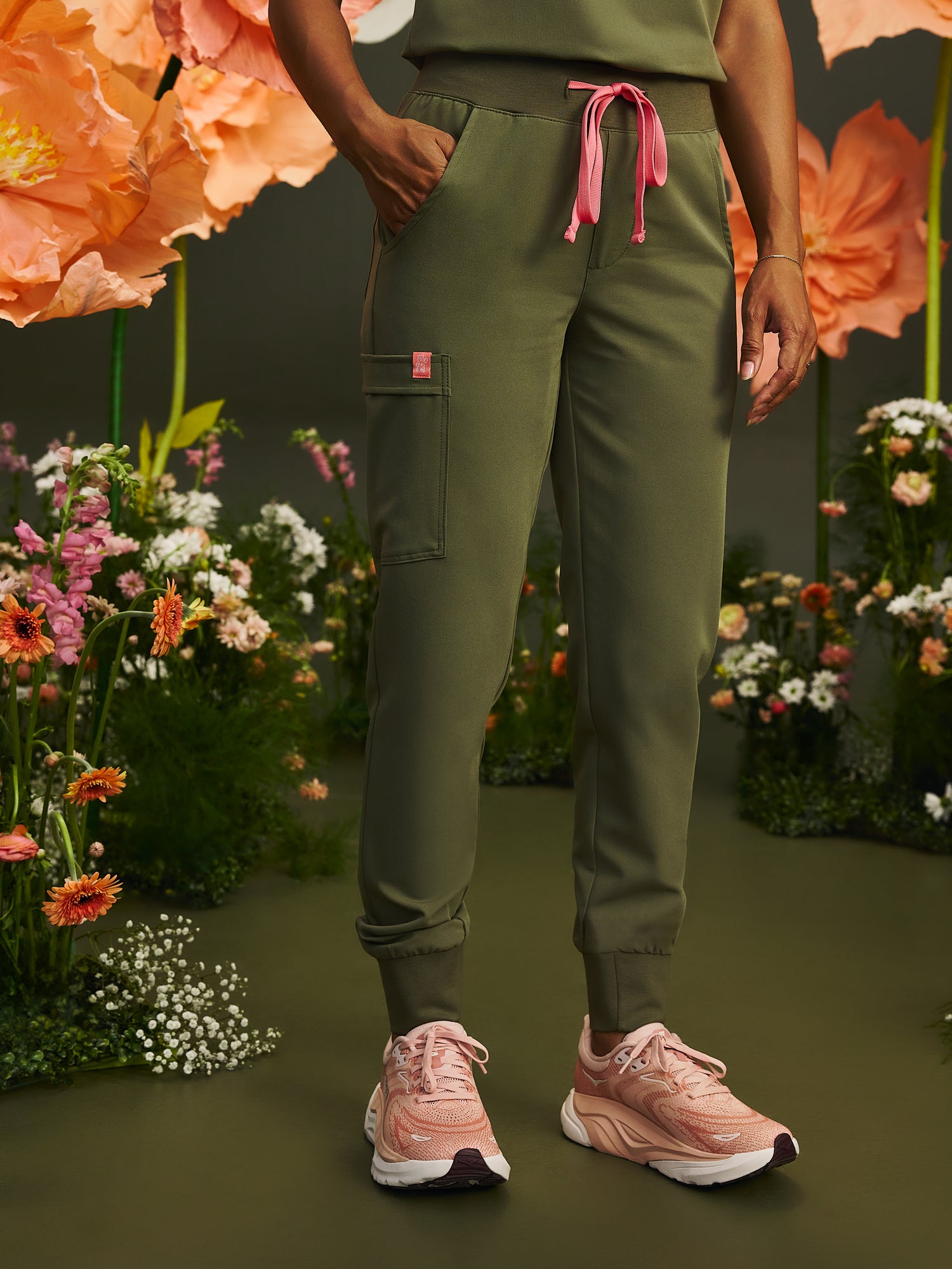 DEMI RE-GARDE™ - OLIVE BLOOM - Jogger Scrub Pants - SILVADUR™