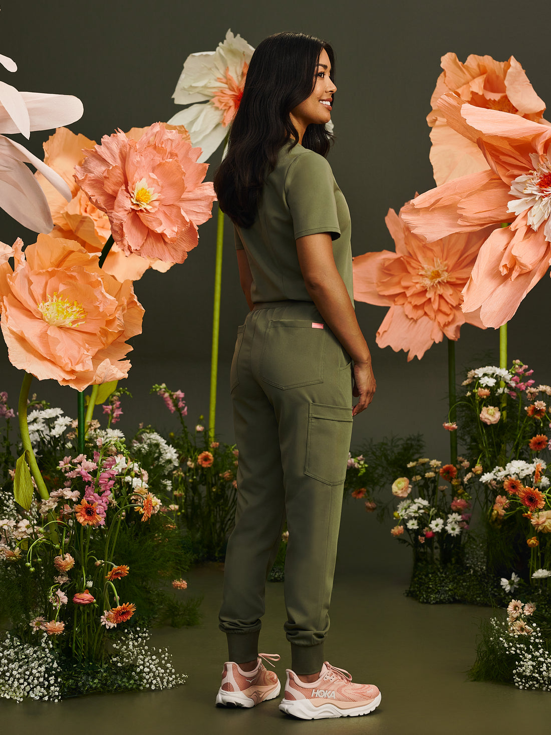 DEMI RE-GARDE™ - OLIVE BLOOM - Jogger Scrub Pants - SILVADUR™