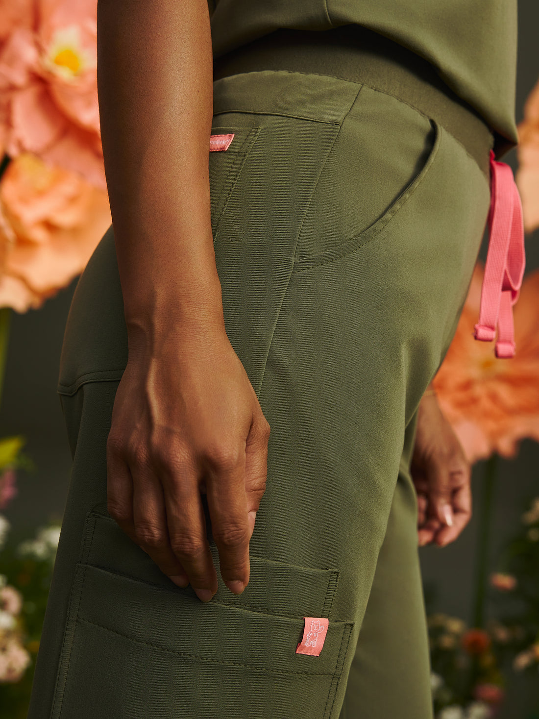 MILA RE-GARDE™ - OLIVE BLOOM - Wide Leg Scrub Pants - SILVADUR™