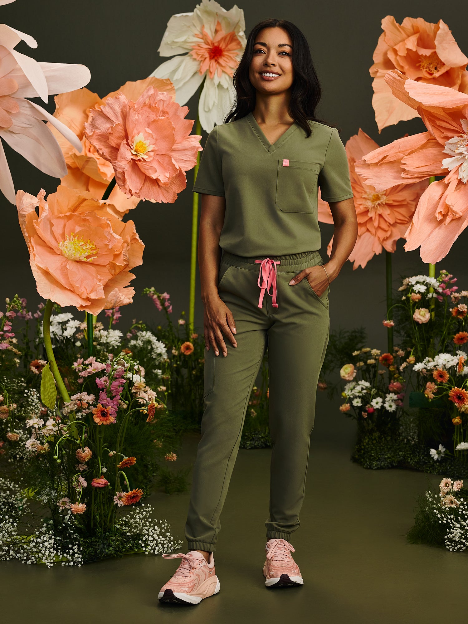 ROSIE RE-GARDE™ - OLIVE BLOOM - Jogger Scrub Pants - SILVADUR™