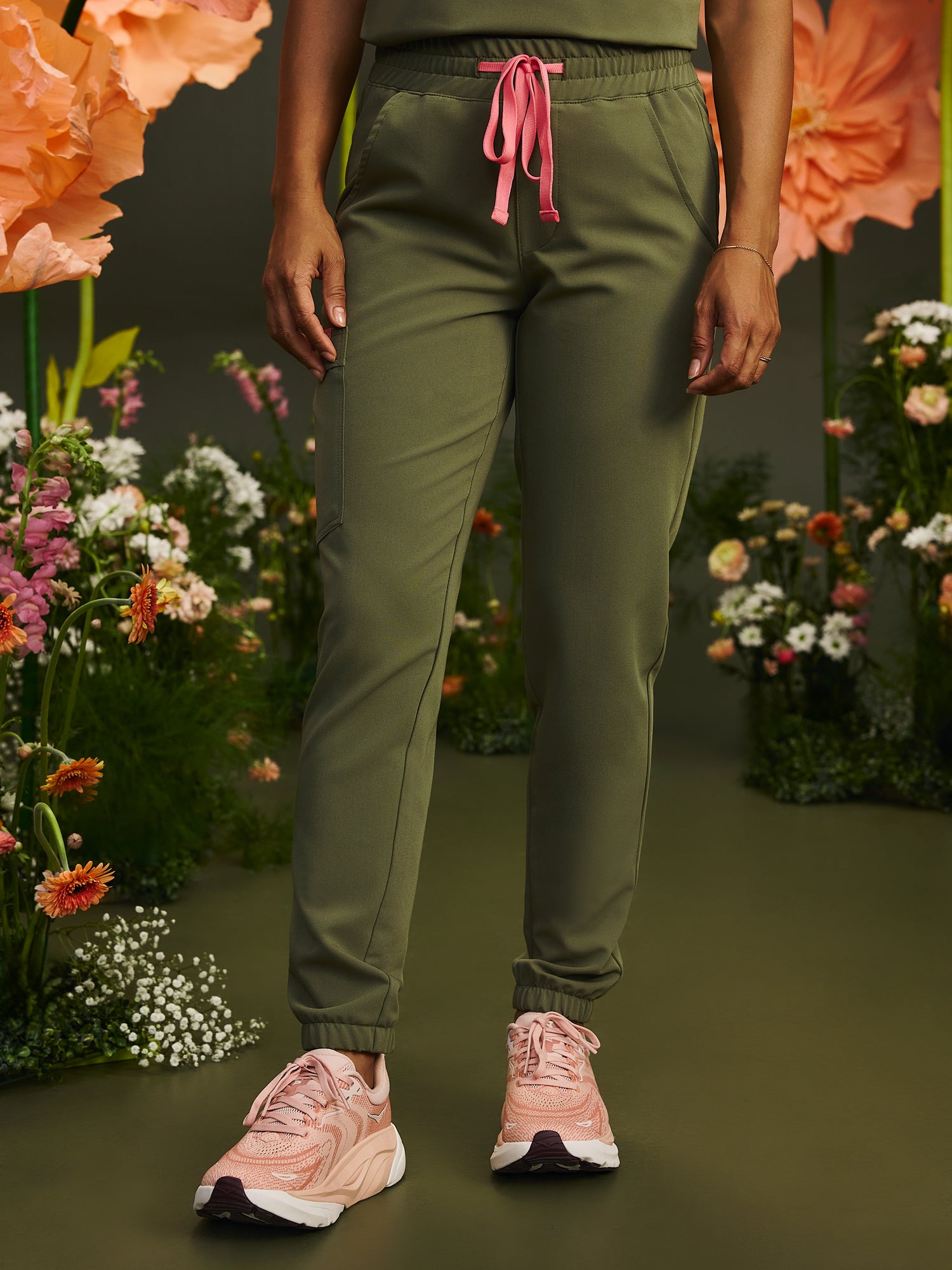 ROSIE RE-GARDE™ - OLIVE BLOOM - Jogger Scrub Pants - SILVADUR™