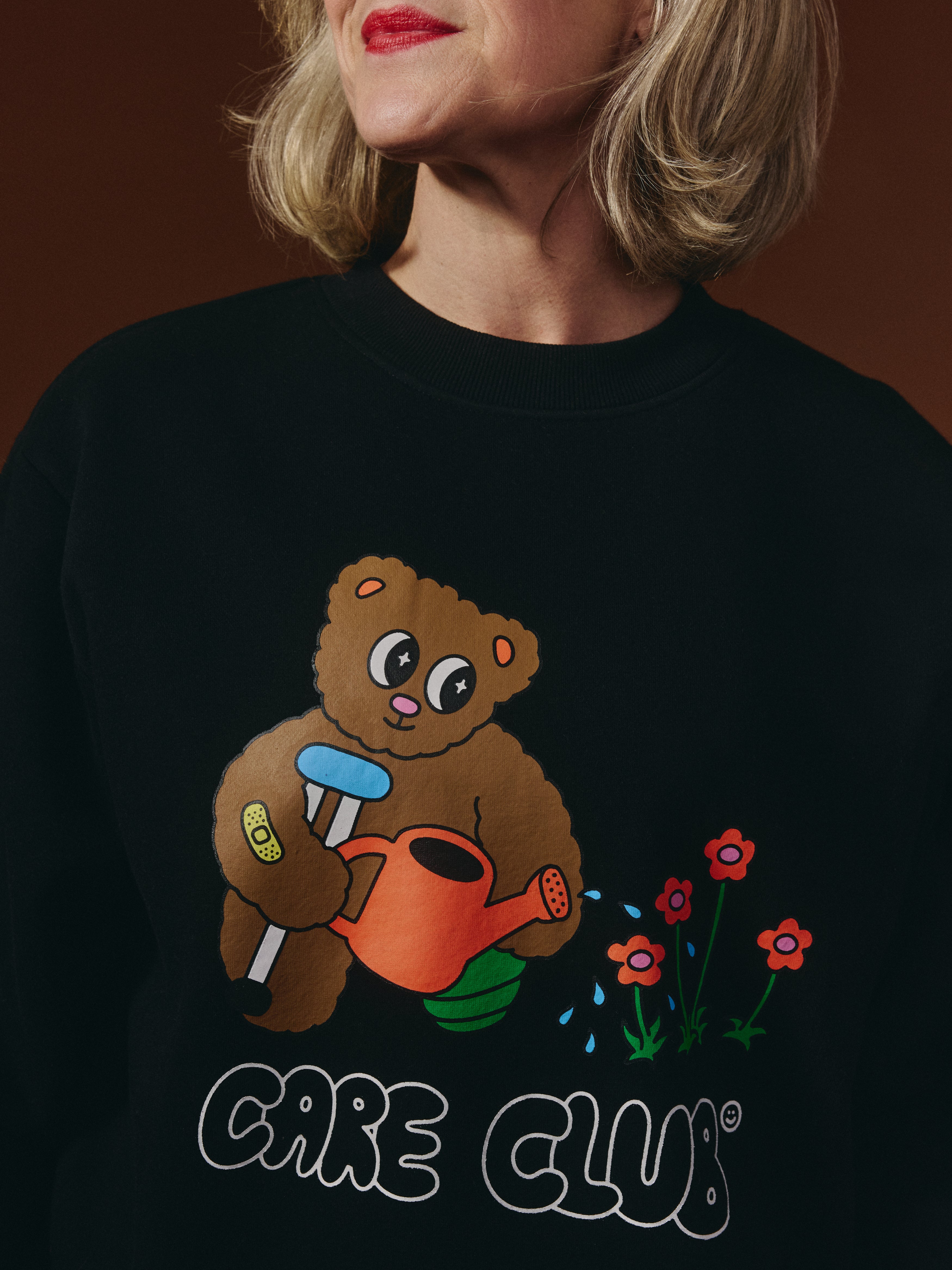 G-M x Pony - Crewneck Black - Teddy ''Care Club'' – Garde-Malade