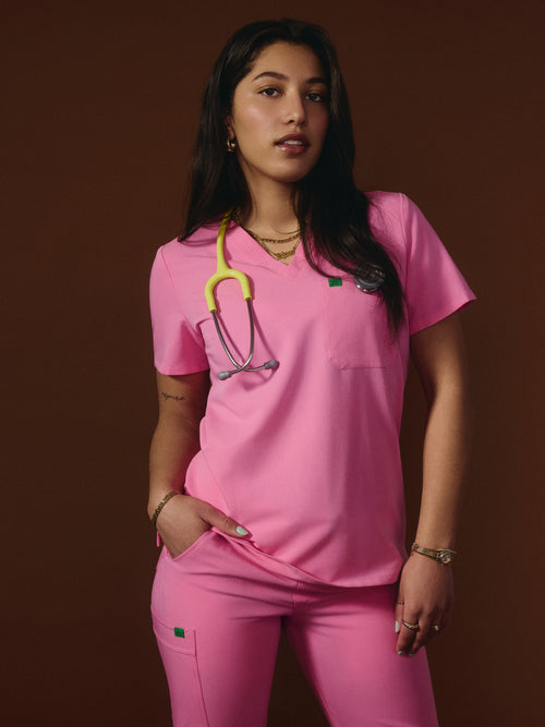 GABRIELLE RE-GARDE™ - G-M x PONY PINK - One Pocket Scrub Top - SILVADUR™