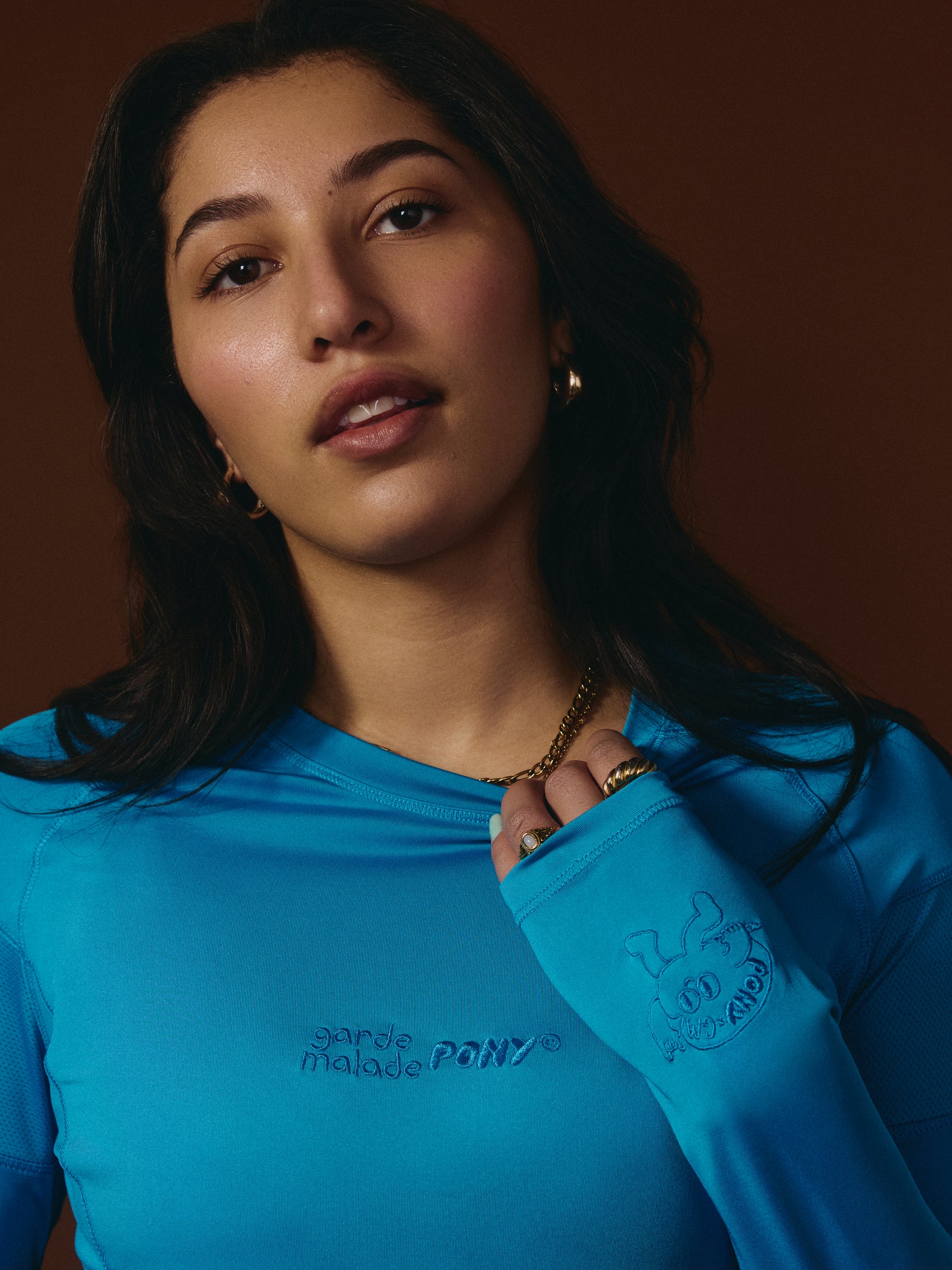 G-M x Pony - Chandail Underscrub Ultra-Performant - Bleu - ''Care Club'' - Manches Longues Pour Femme