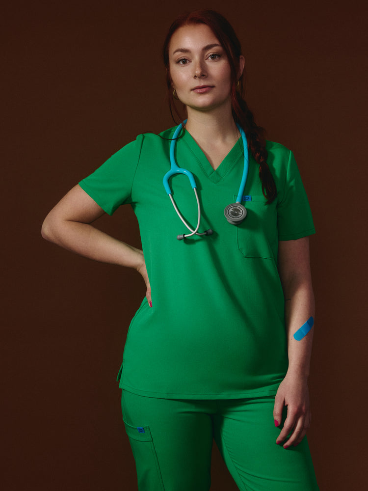 GABRIELLE RE-GARDE™ - G-M x PONY GREEN - One Pocket Scrub Top - SILVADUR™