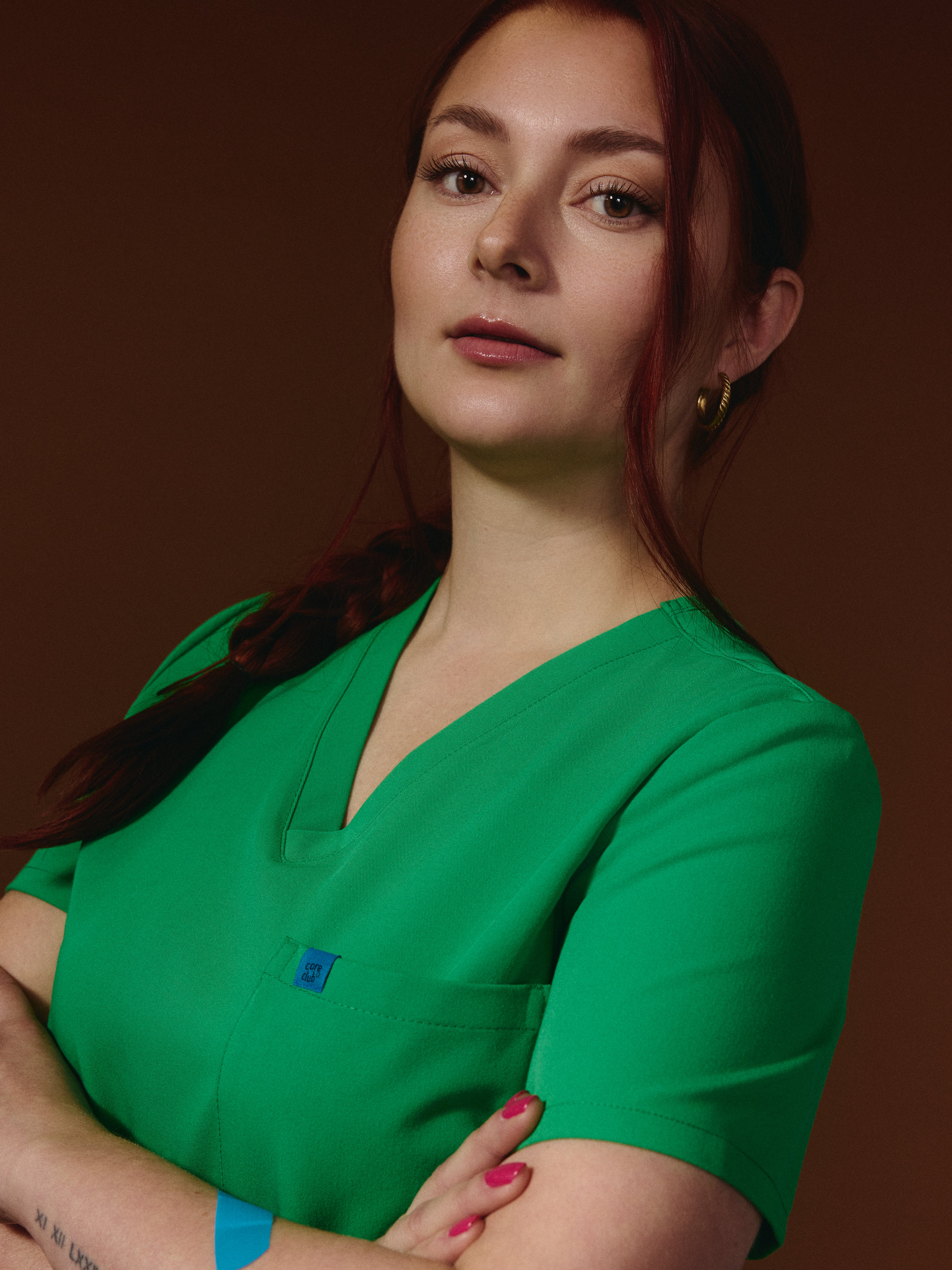 GABRIELLE RE-GARDE™ - G-M x PONY GREEN - One Pocket Scrub Top - SILVADUR™