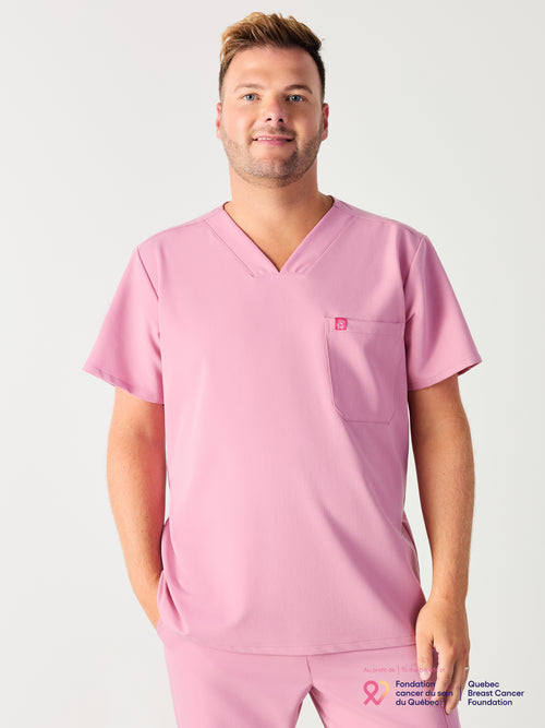 LOGAN RE-GARDE™ - HOPEFUL PINK - One Pocket Men's Scrub Top - SILVADUR™