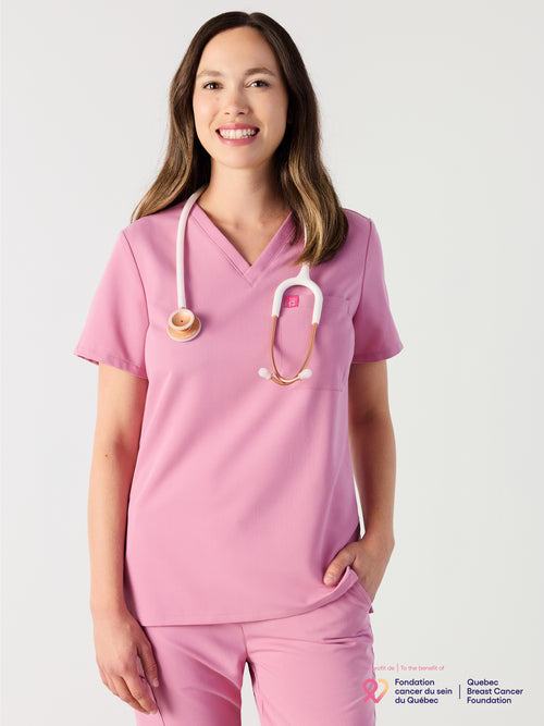 GABRIELLE RE-GARDE™ - HOPEFUL PINK - One Pocket Scrub Top - SILVADUR™
