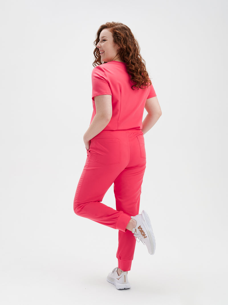 DEMI RE-GARDE™ - ROSE FLAMANT - Jogger Scrub Pants || DEMI RE-GARDE™ - ROSE FLAMANT - Pantalon Jogger
