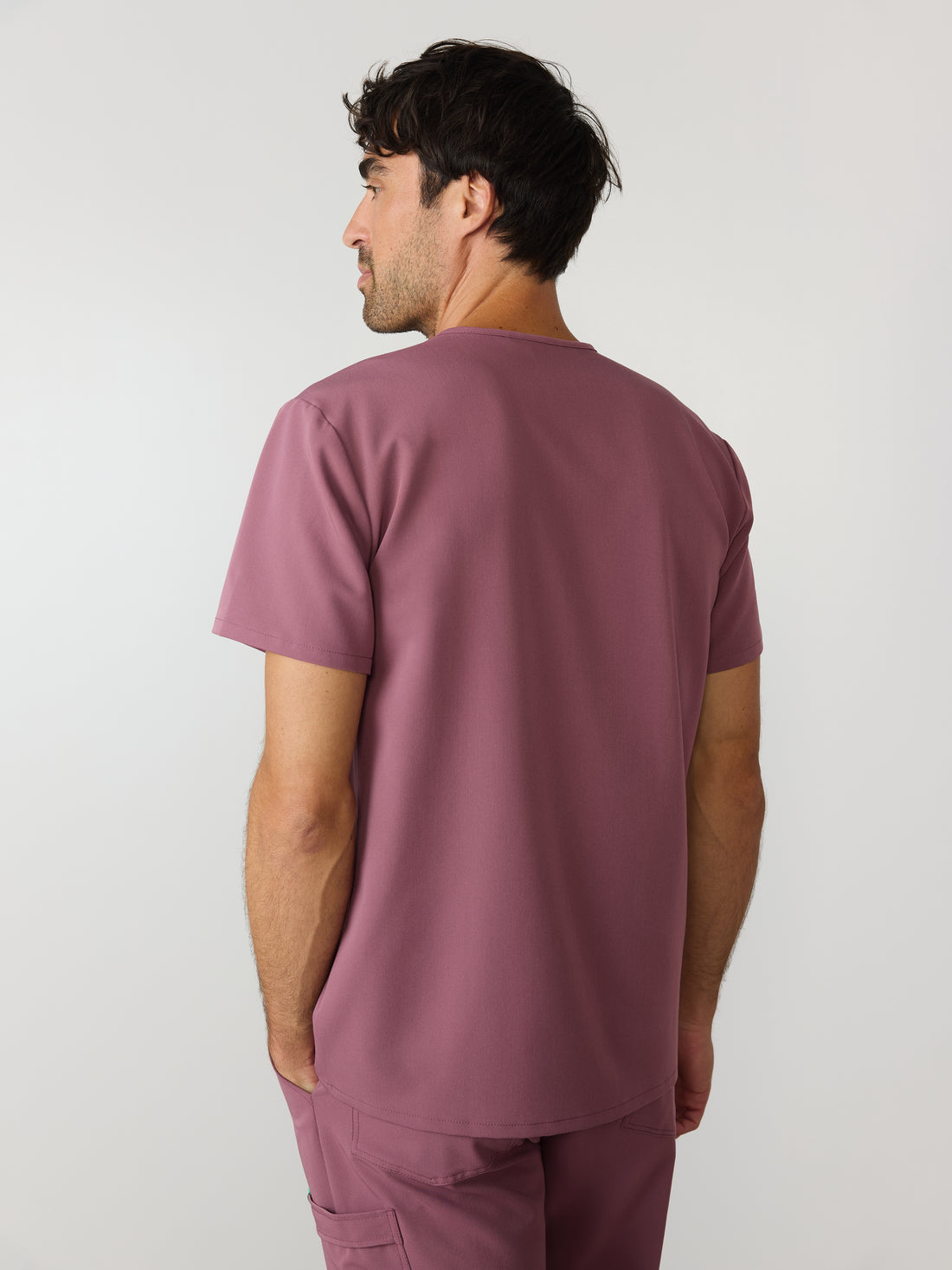 LOGAN RE-GARDE™ - ANTIQUE ROSE - One Pocket Men's Scrub Top - SILVADUR™