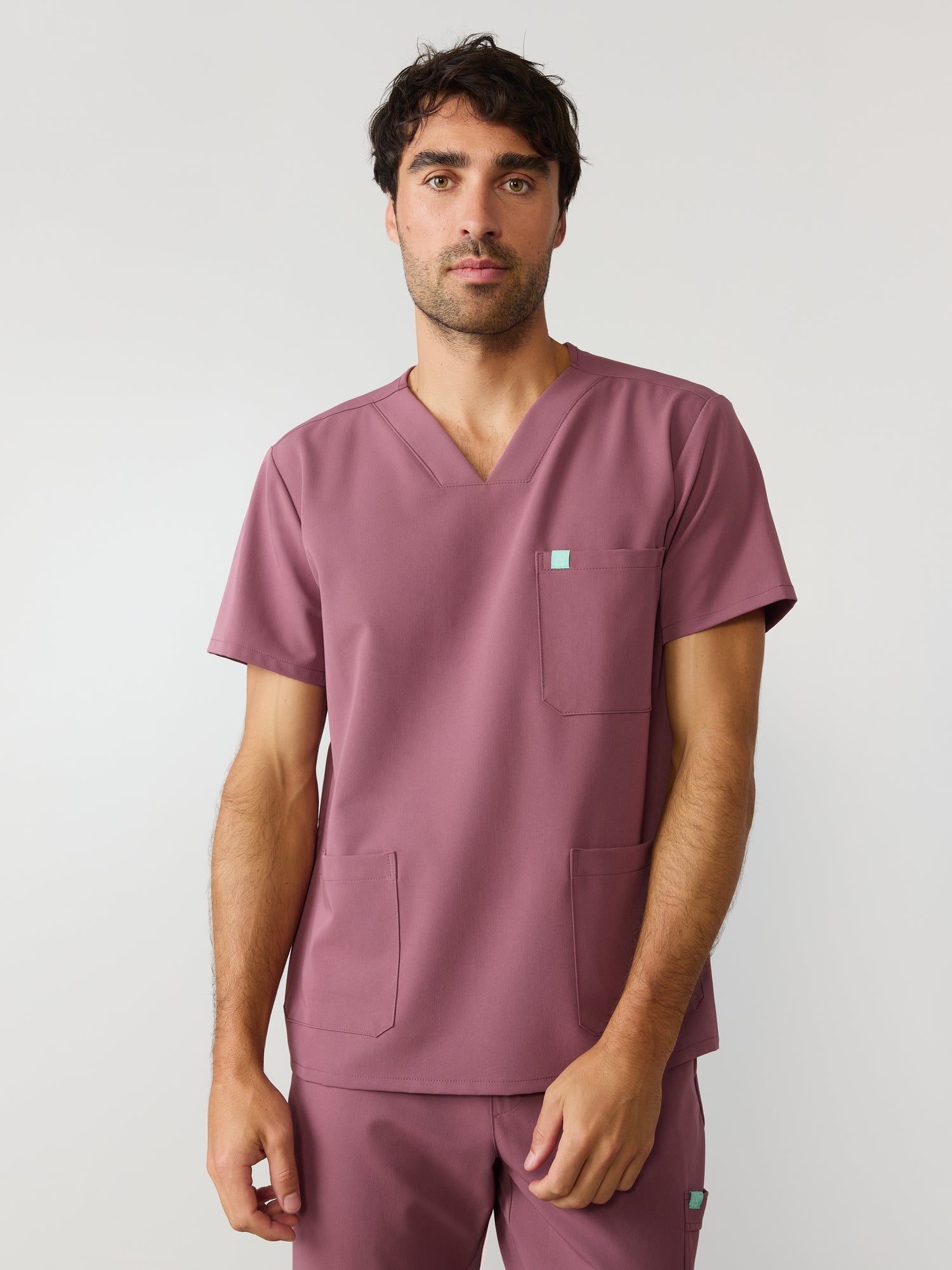 ZACK RE-GARDE™ - ANTIQUE ROSE - Three Pockets Men's Scrub Top - SILVADUR™