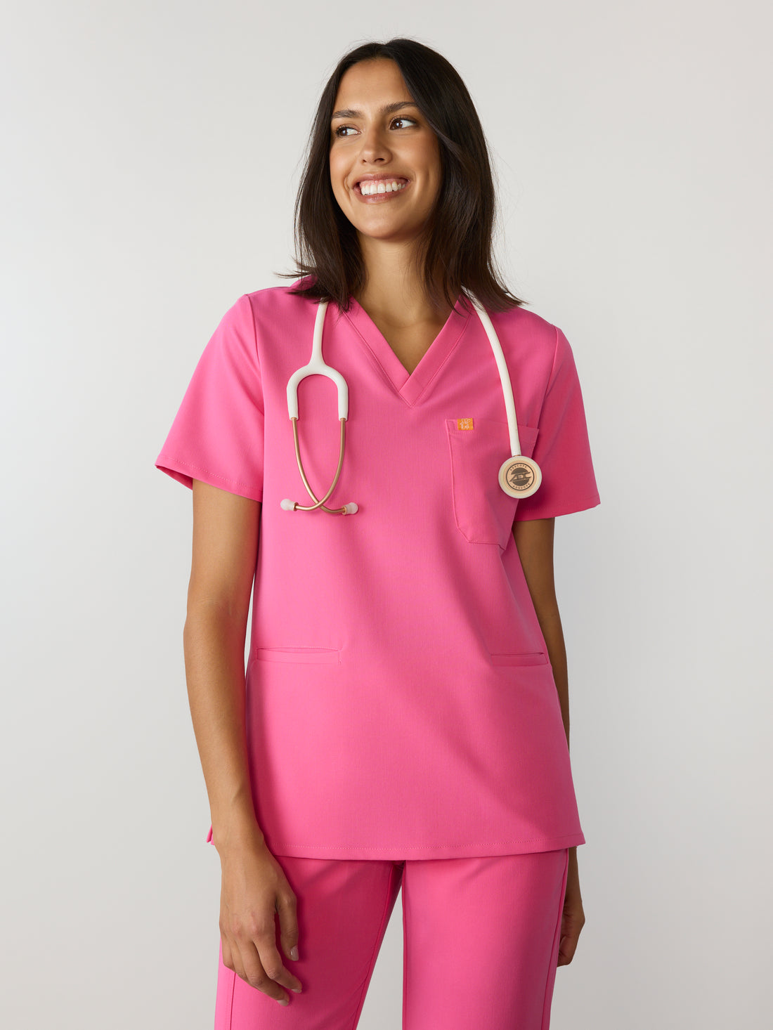 LIV RE-GARDE™ - SUNRISE PINK - Three Pockets Scrub Top - SILVADUR™