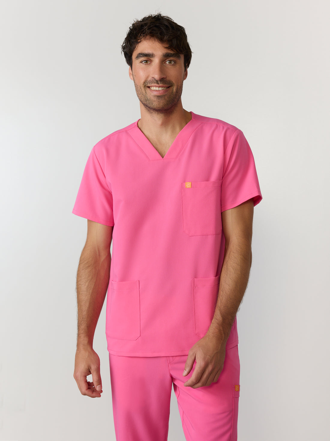 ZACK RE-GARDE™ - SUNRISE PINK - Three Pockets Men's Scrub Top - SILVADUR™