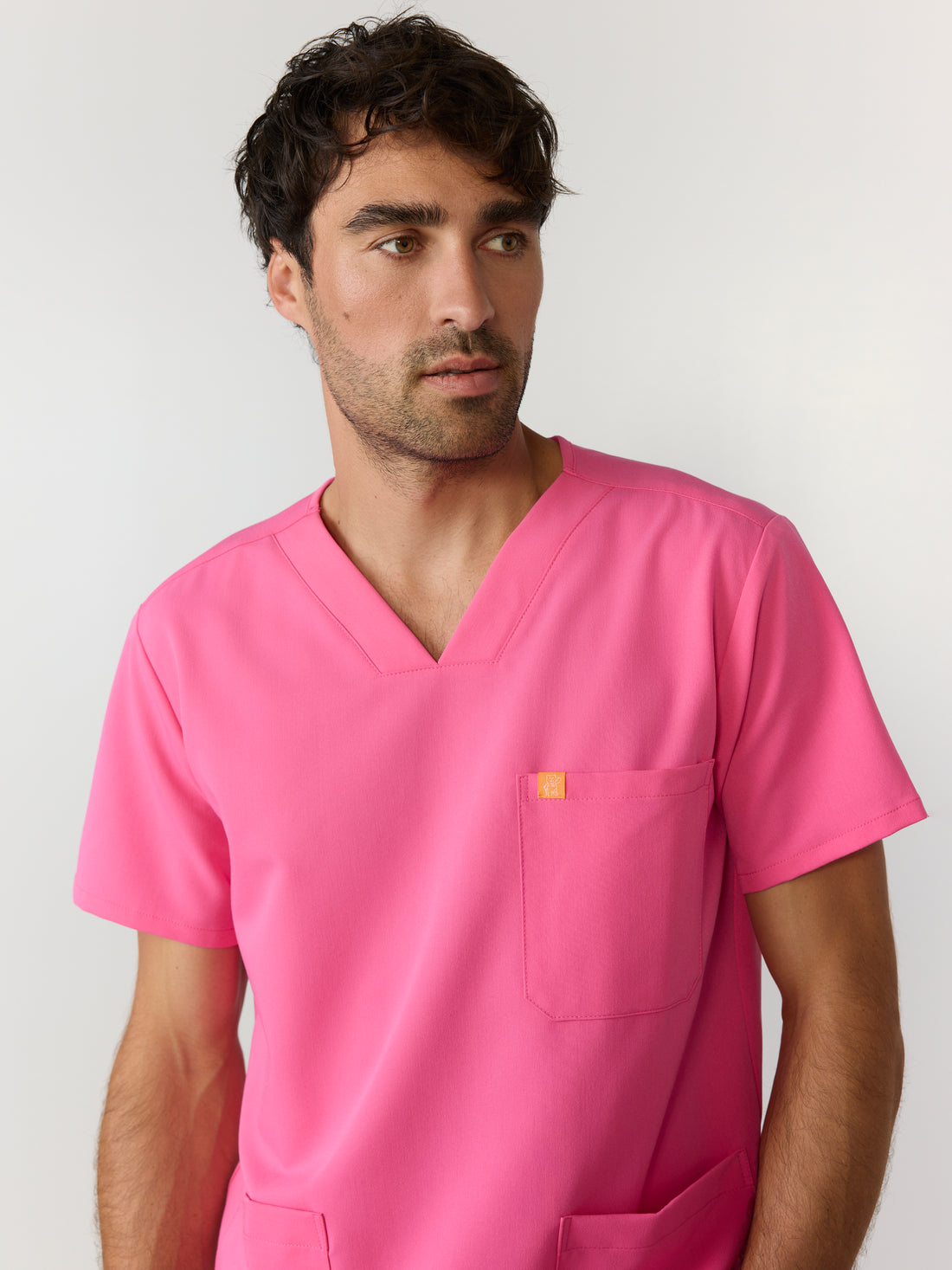 ZACK RE-GARDE™ - SUNRISE PINK - Three Pockets Men's Scrub Top - SILVADUR™