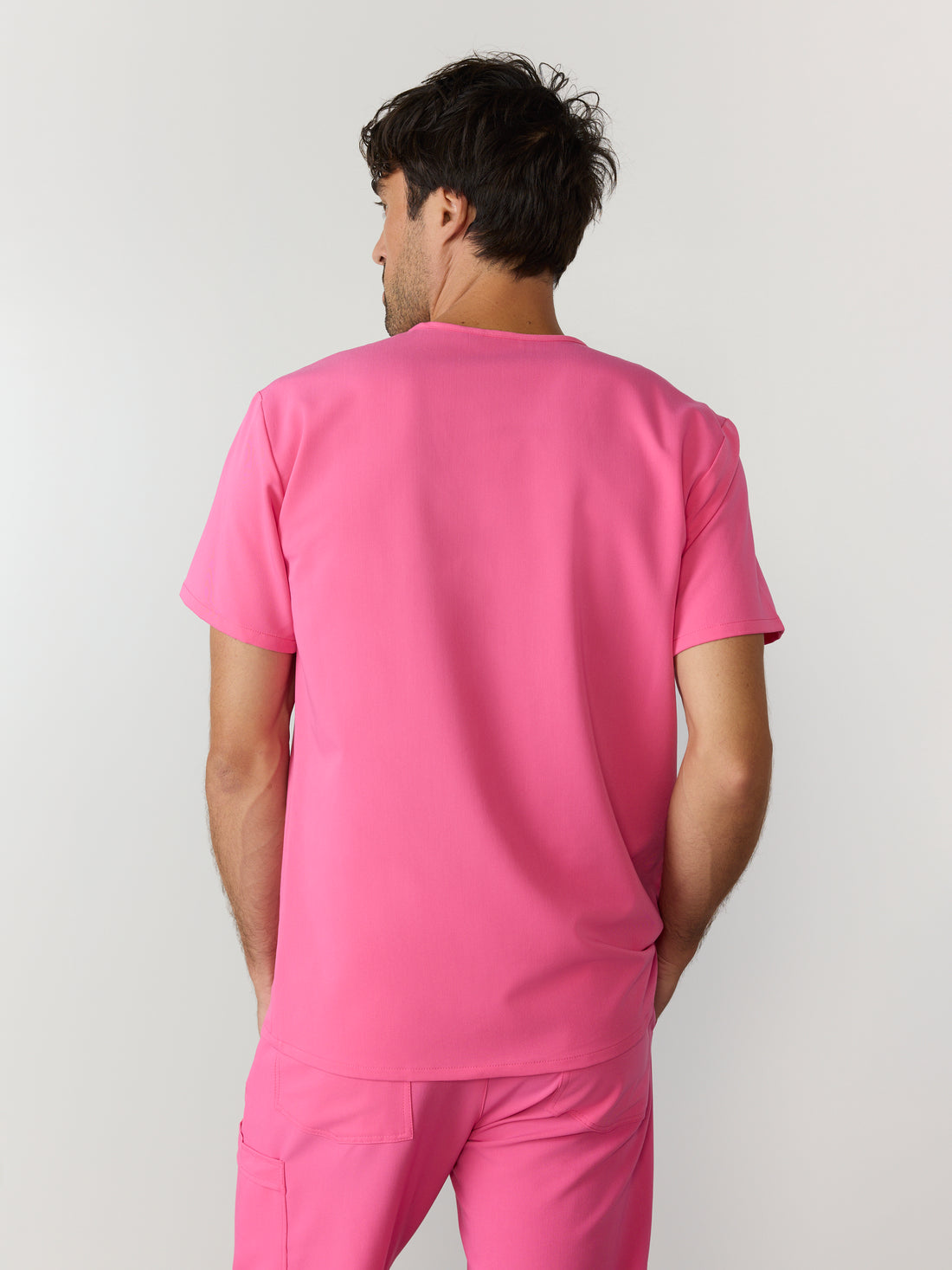ZACK RE-GARDE™ - SUNRISE PINK - Three Pockets Men's Scrub Top - SILVADUR™