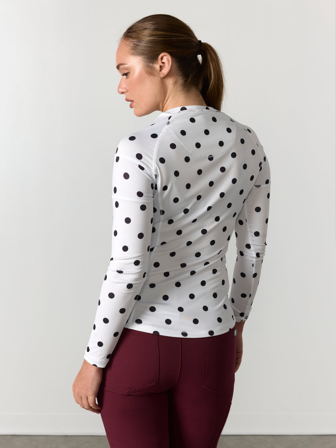 Women High-Performance Underscrub - Black Dots on White - Long Sleeve