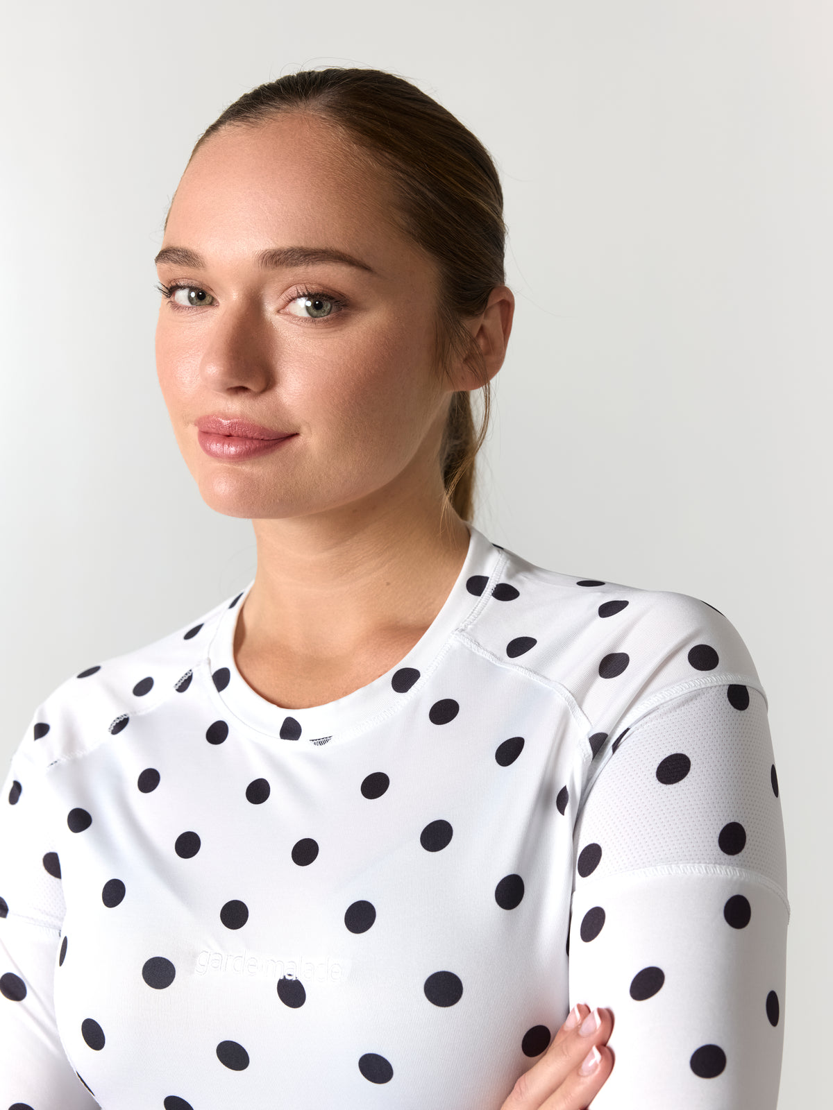 Women High-Performance Underscrub - Black Dots on White - Long Sleeve