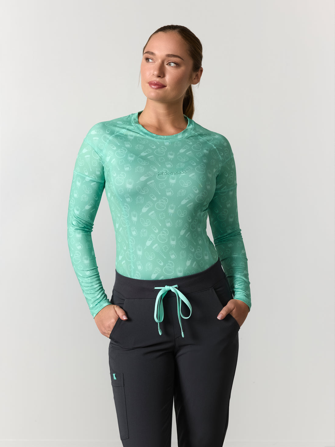 Women High-Performance Underscrub Essentials - Mint - Long Sleeve