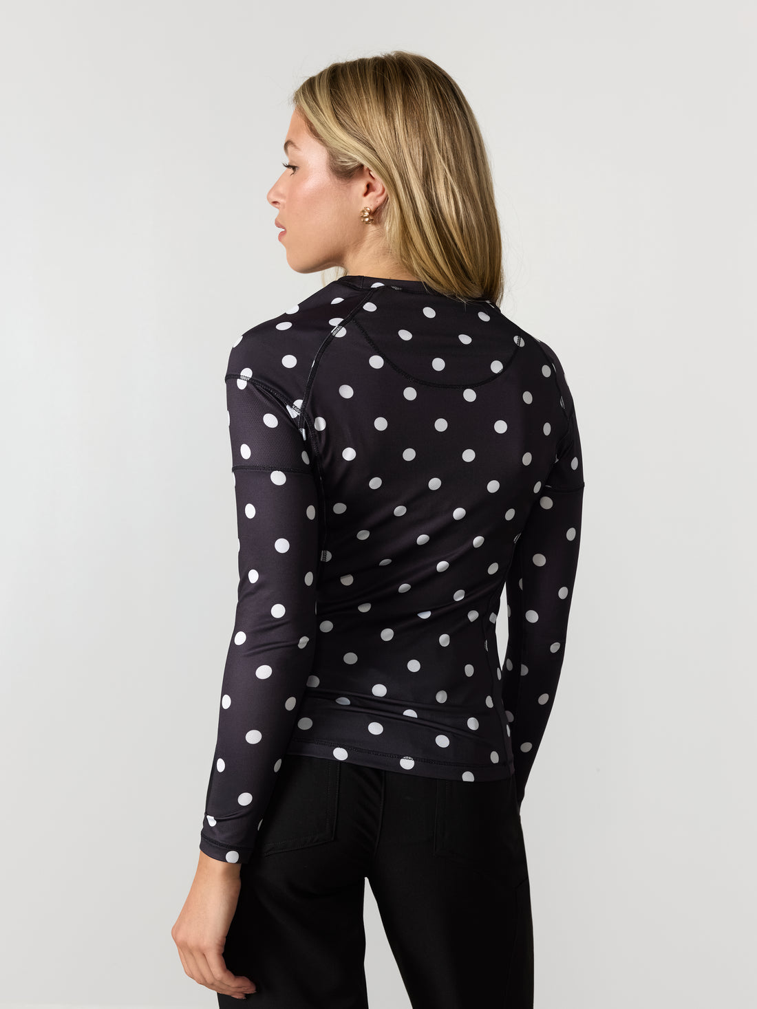 Women High-Performance Underscrub - White Dots on Black - Long Sleeve