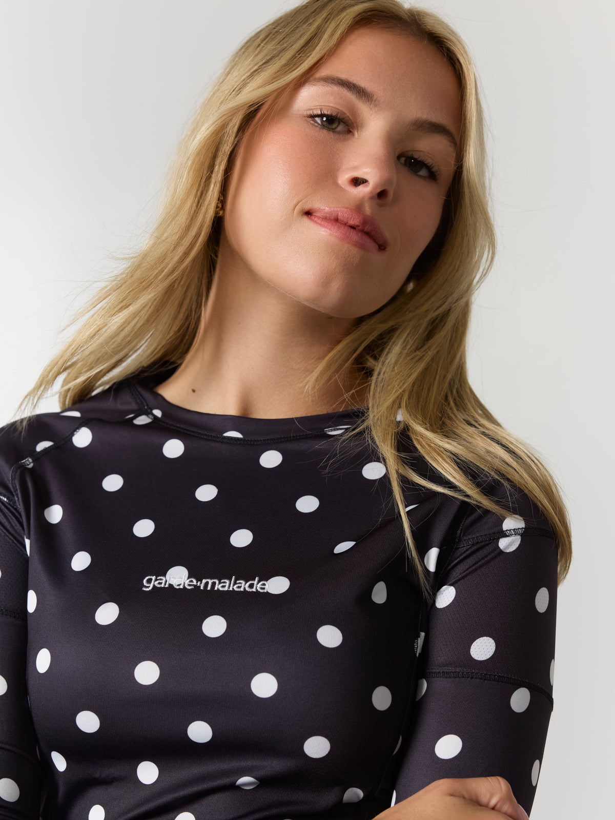 Women High-Performance Underscrub - White Dots on Black - Long Sleeve